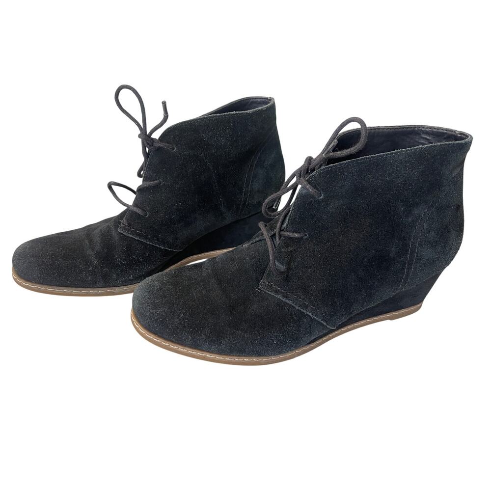 Bjorndal Black Wedge Bootie Boots Shoes Suede‎ Size Women's 7.5